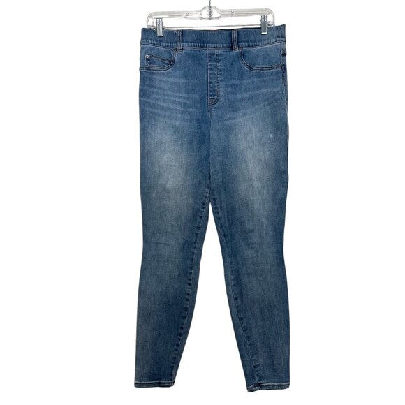 Spanx Pull On Jeans Womens Large Light Wash Vintage High Rise Skinny Stretch - Picture 3 of 14